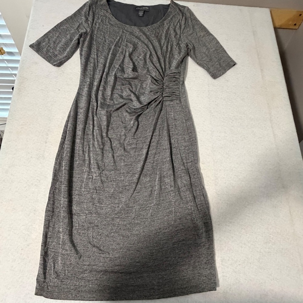 A Pea in the Pod Maternity Gray Heathered Side Ruched Sheath Dress Medium